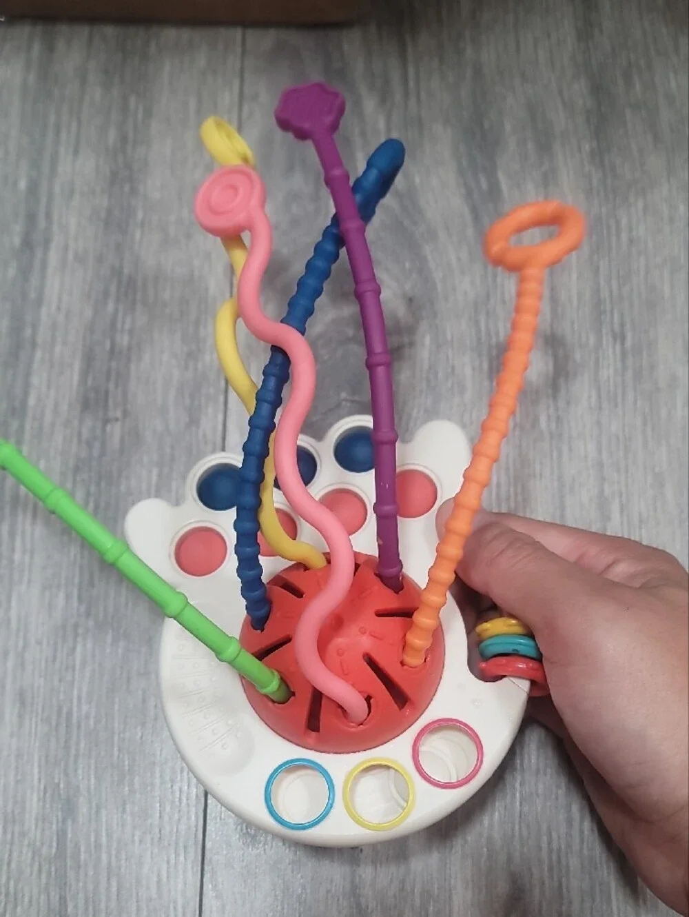 Baby Multi-Activity Ring and Pop Sensory White with Multicolor Rings Figit Toy